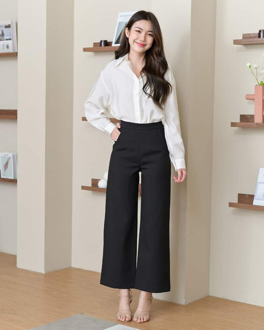 <2025 清貨價 - 原價HK$239> Cloud Trousers 純色直腳西裝長褲 - Black 黑色 (CB594)