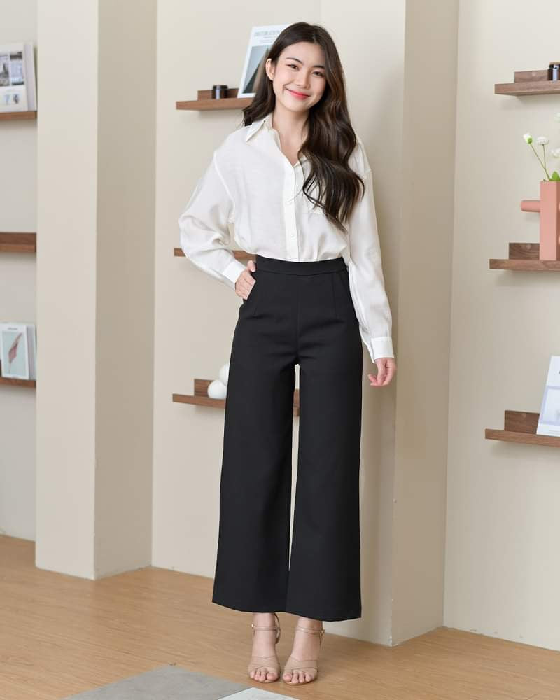 <2025 清貨價 - 原價HK$239> Cloud Trousers 純色直腳西裝長褲 - Black 黑色 (CB594)