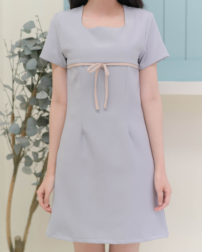 Bamboo Dress -簡潔小腰帶配襯連身裙- Grey 灰色 (CB690)