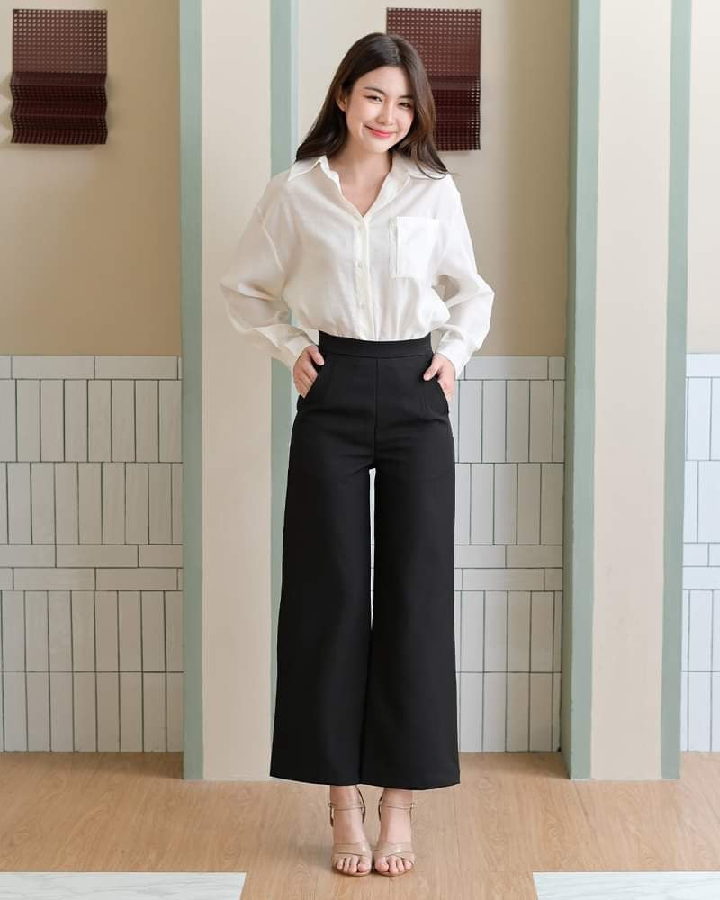 <2025 清貨價 - 原價HK$239> Cloud Trousers 純色直腳西裝長褲 - Black 黑色 (CB594)