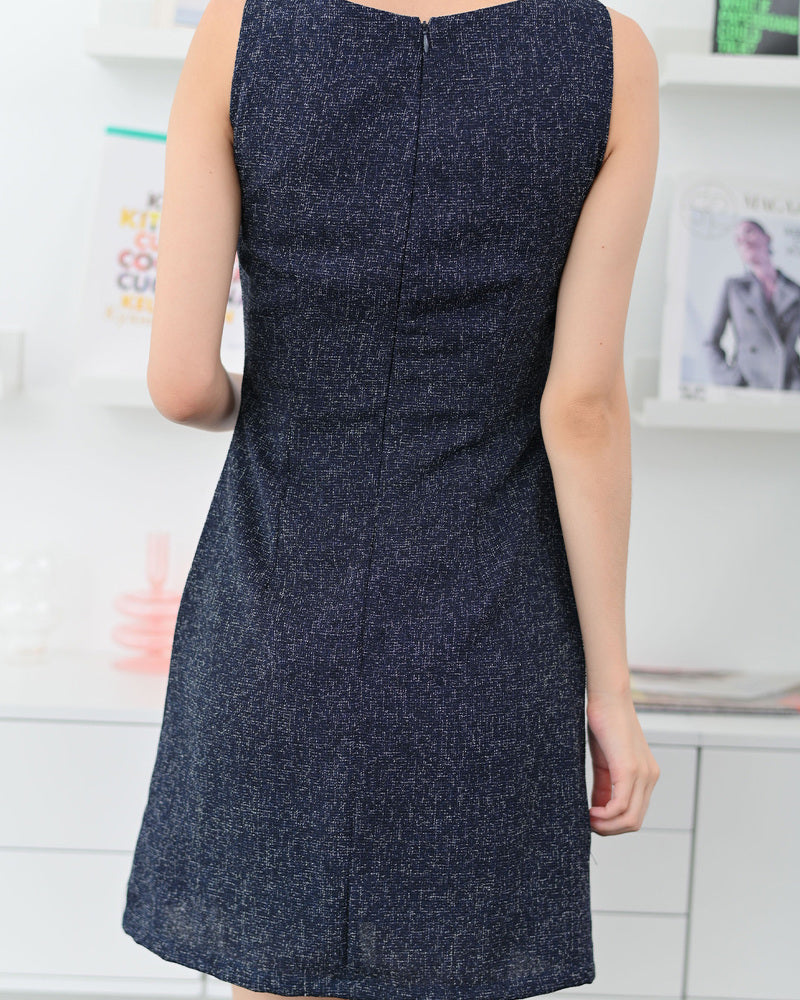 Koa Dress 小香風背心連身裙- Navy 深藍色 (CB680)