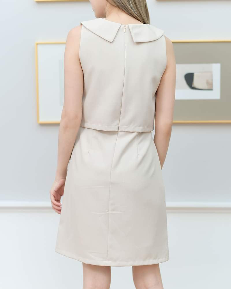 Andi Dress Sleeveless 小領呔圓領背心連身裙- Cream 奶油色 (CB617)