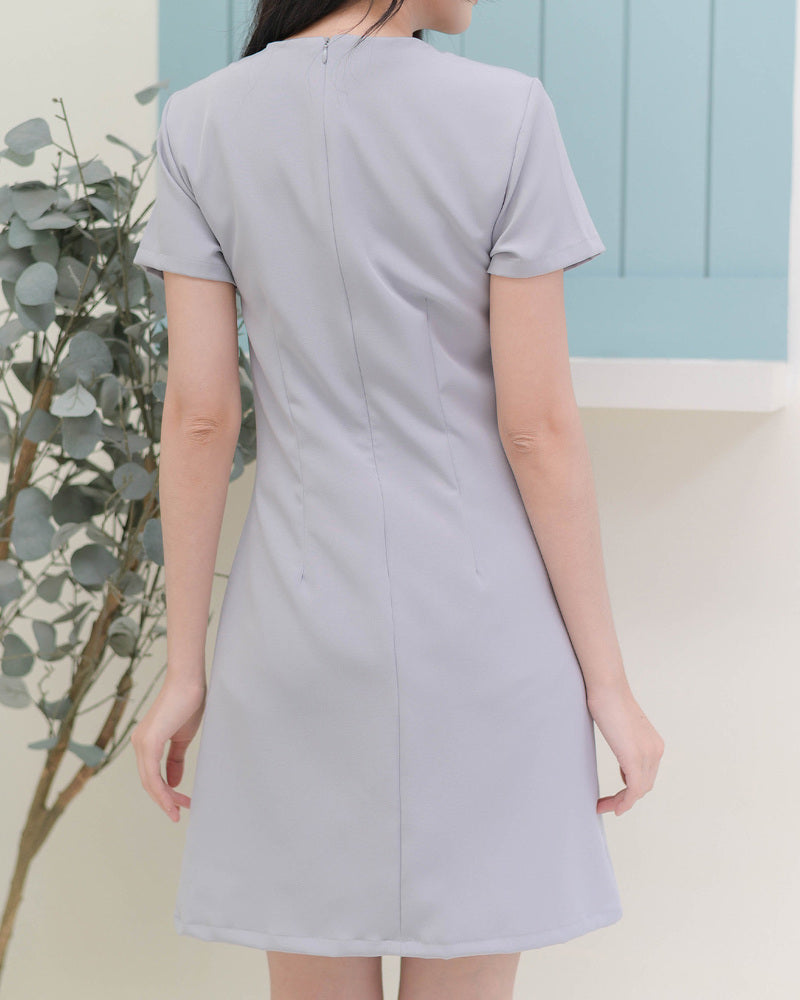 Bamboo Dress -簡潔小腰帶配襯連身裙- Grey 灰色 (CB690)