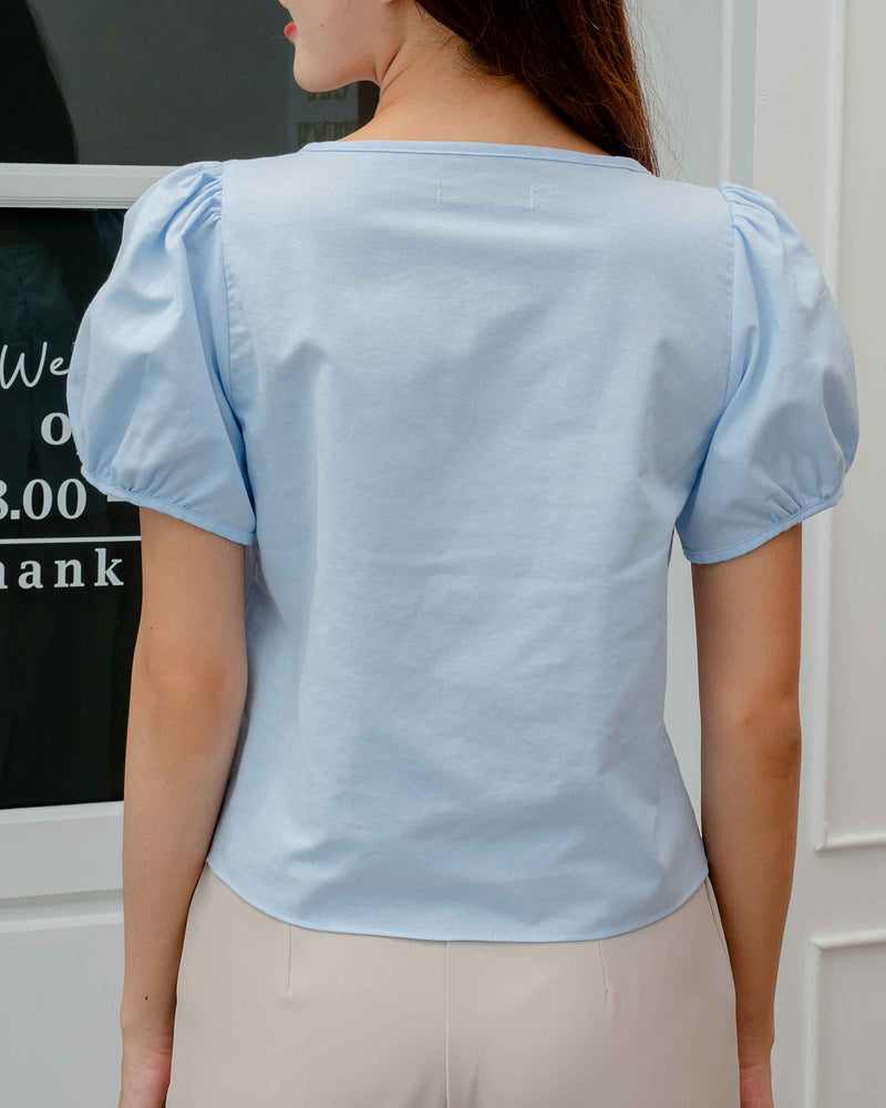 Baby U Top 可愛公主泡泡袖上衣 - Light Blue 淺藍色淨色款 (CB602B)