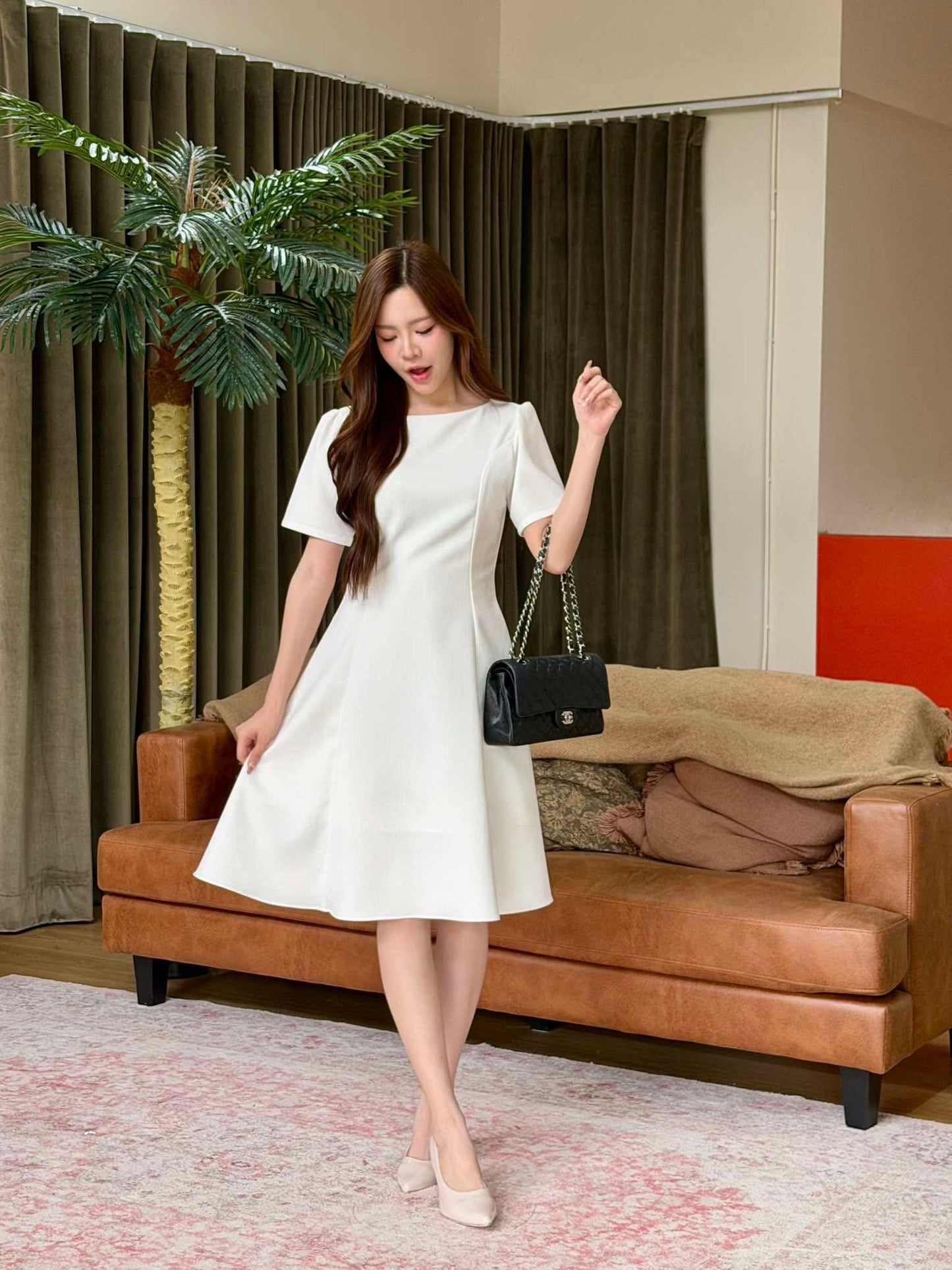 My Original Dress 純色氣質修腰長裙 -White 白色 (CB698)