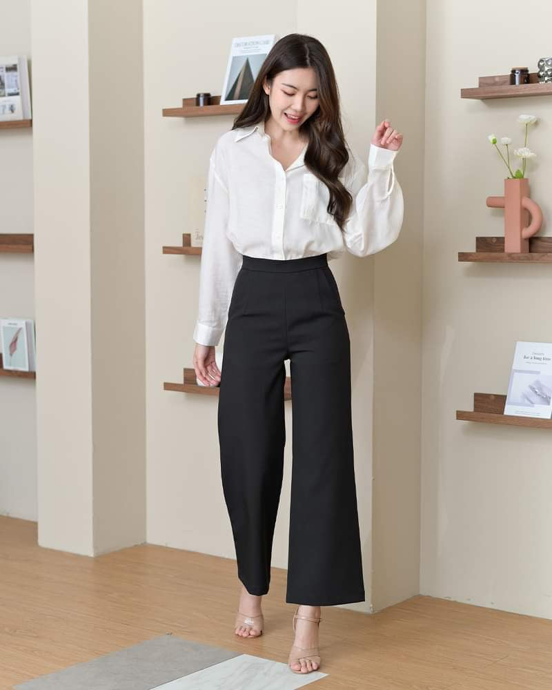 <2025 清貨價 - 原價HK$239> Cloud Trousers 純色直腳西裝長褲 - Black 黑色 (CB594)