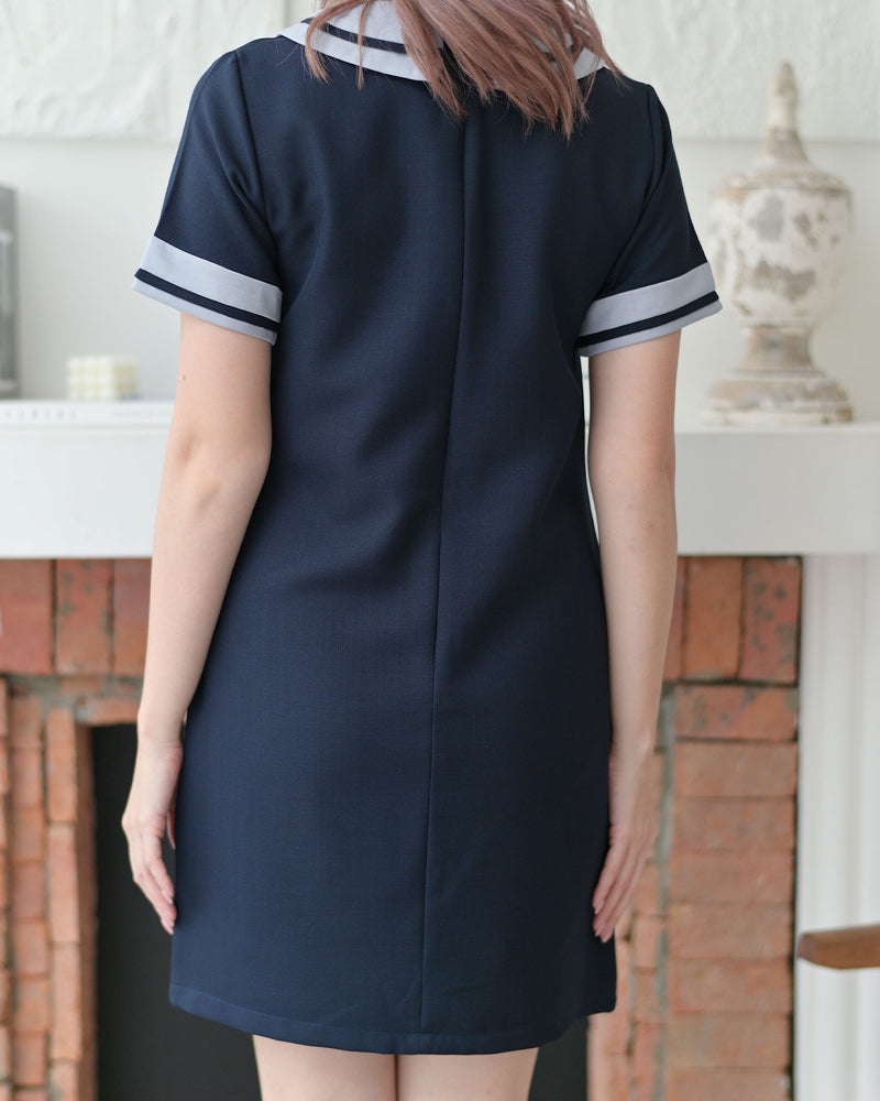 T Dress Polo線領短袖休閒活動連身裙 - Navy 深藍色 (CB550)