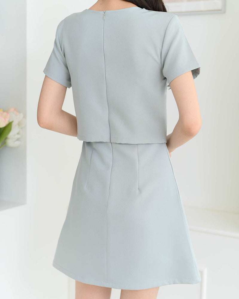 <NEW> Josie Dress 純色前口袋修身連身裙- Light Blue 淺藍色 (CB682)