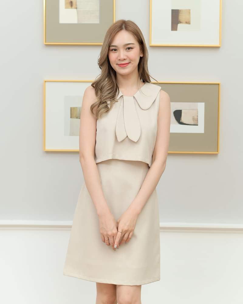 Andi Dress Sleeveless 小領呔圓領背心連身裙- Cream 奶油色 (CB617)