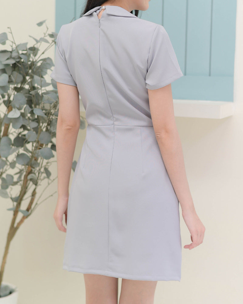 Tori Dress 西裝V領連身裙- Grey Blue 灰藍色 (CB684)