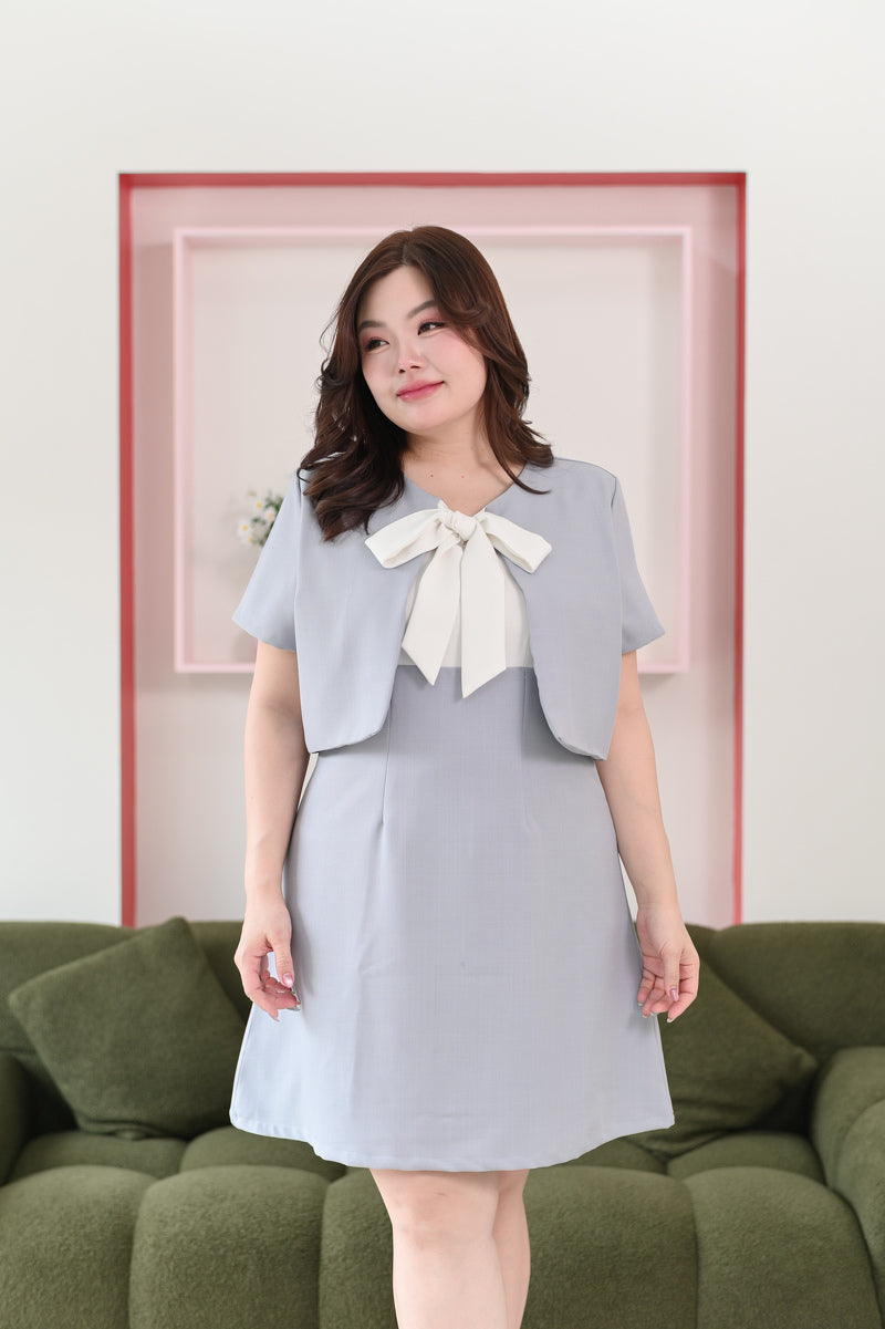 Jenny Dress 蝴蝶領口修身連身裙- Light Purple 粉紫色 (CB683 oversize)
