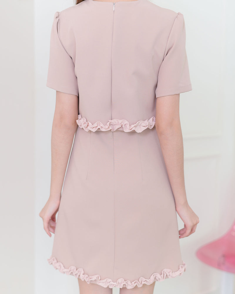 Rory Dress 小可愛設計拼款連身裙- Beige Pink 淺粉色 (CB619)