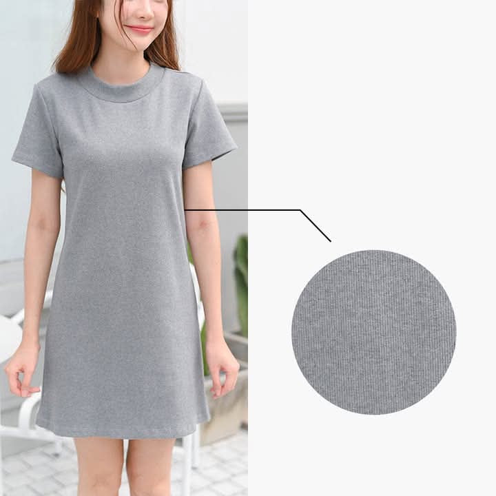 Ninie Dress 休閑彈性純色連身裙 - Gray 灰色 (CB644)