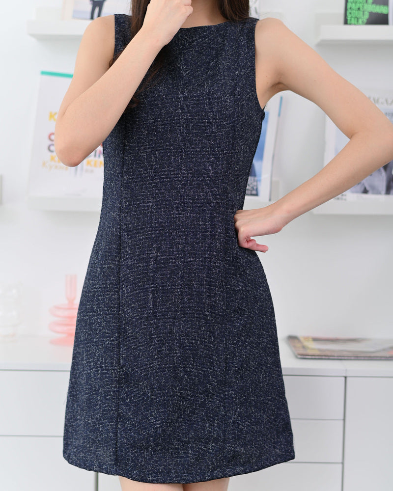 Koa Dress 小香風背心連身裙- Navy 深藍色 (CB680)