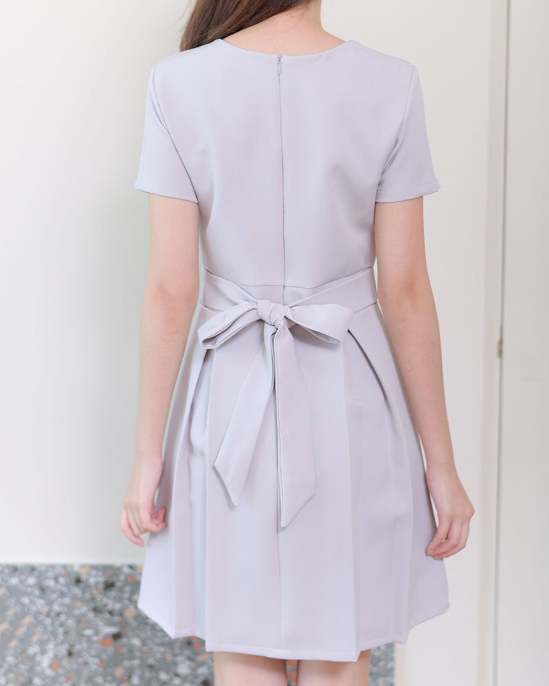 Back Bow Dress 心型領後背蝴蝶結連衣裙 - Light Grey 淺灰色(CB555)
