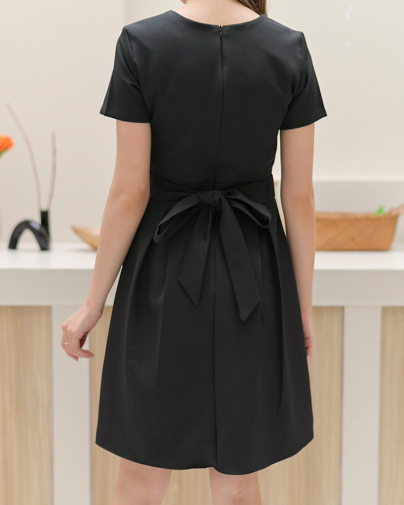 Back Bow Dress 心型領後背蝴蝶結連衣裙 - Black 黑色(CB555)