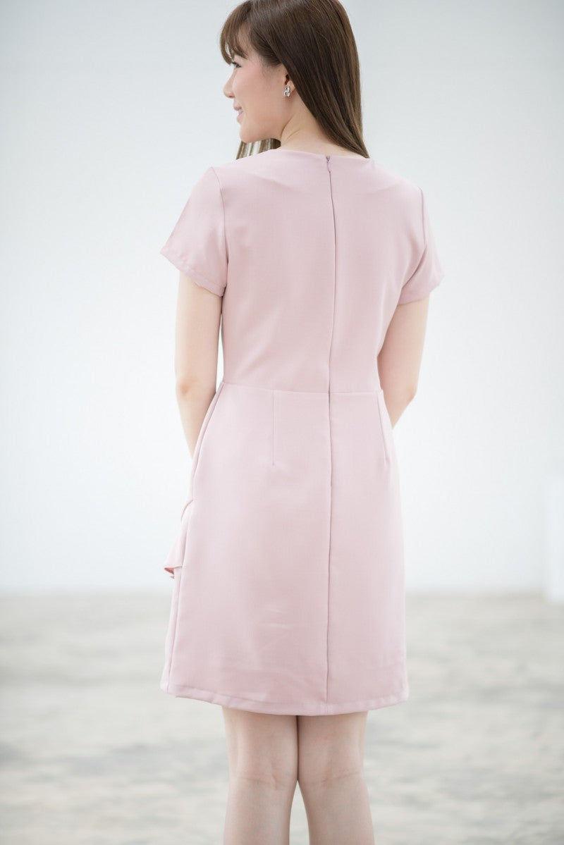 Yogurt Dress 波浪紋短袖V領連身裙 - Light Pink 淺粉紅色 (CB562)