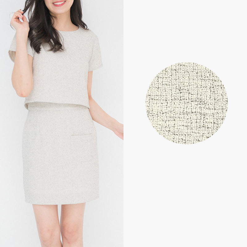 Chanell Skirt小香風直身半截裙- Beige 米白色 (CB570)