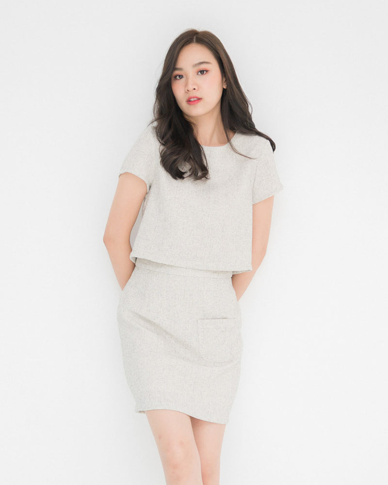 Chanell Top 小香風短袖上衣 - Beige 米白色 (CB565)