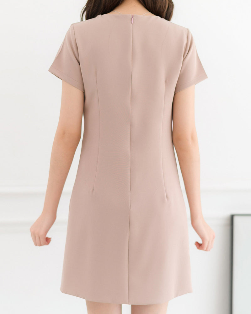 Pocket me Dress 前口袋設計圓領輕便連身裙 - Light Rose Pink 淺玫瑰粉色 (CB544)