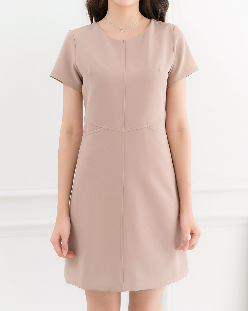 Pocket me Dress 前口袋設計圓領輕便連身裙 - Light Rose Pink 淺玫瑰粉色 (CB544)