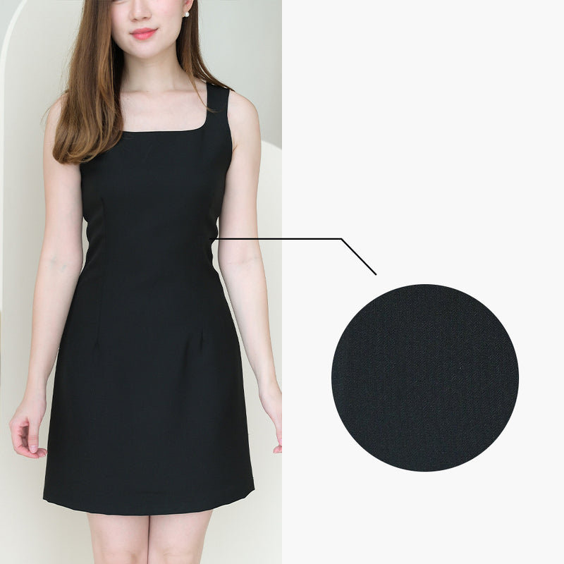 Zaza Sleeveless Dress 平領吊帶連身裙 - Black 黑色 (CB533)