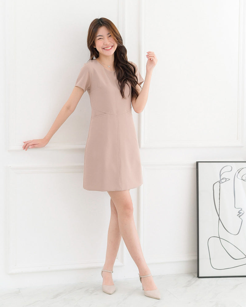 Pocket me Dress 前口袋設計圓領輕便連身裙 - Light Rose Pink 淺玫瑰粉色 (CB544)