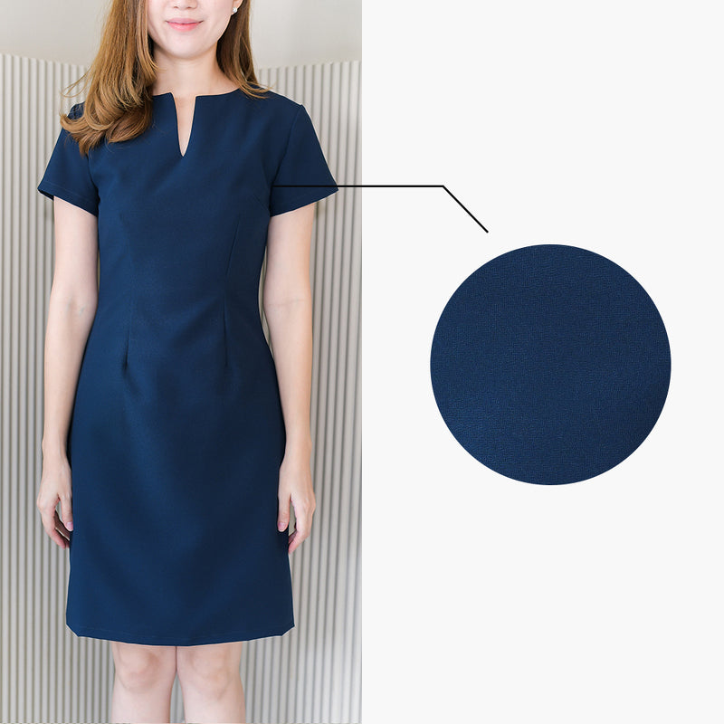 Basic Me Dress 簡約V領修身連身裙- Navy 海藍色 (CB531)