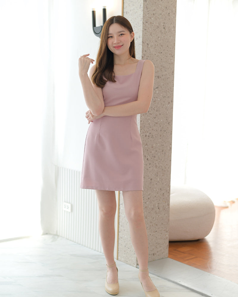 Zaza Sleeveless Dress 平領吊帶連身裙 - Light Pink 淺粉紅色 (CB533)