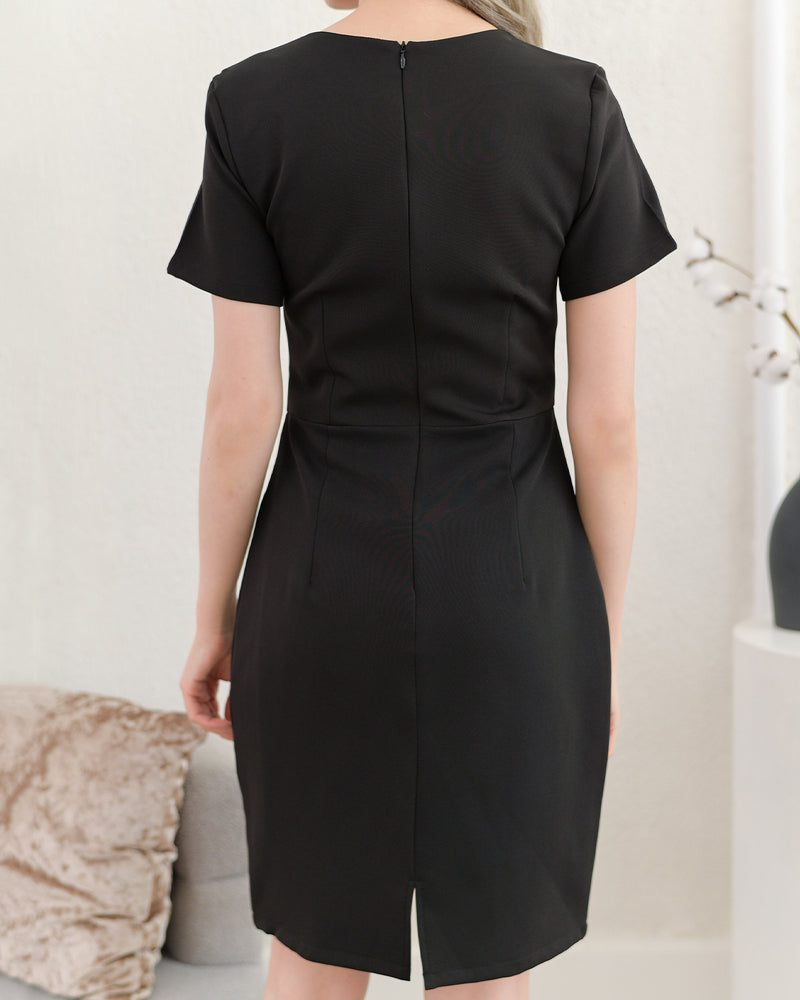 Menny Dress 短袖圓領連身裙 - Black 黑色 (CB600)