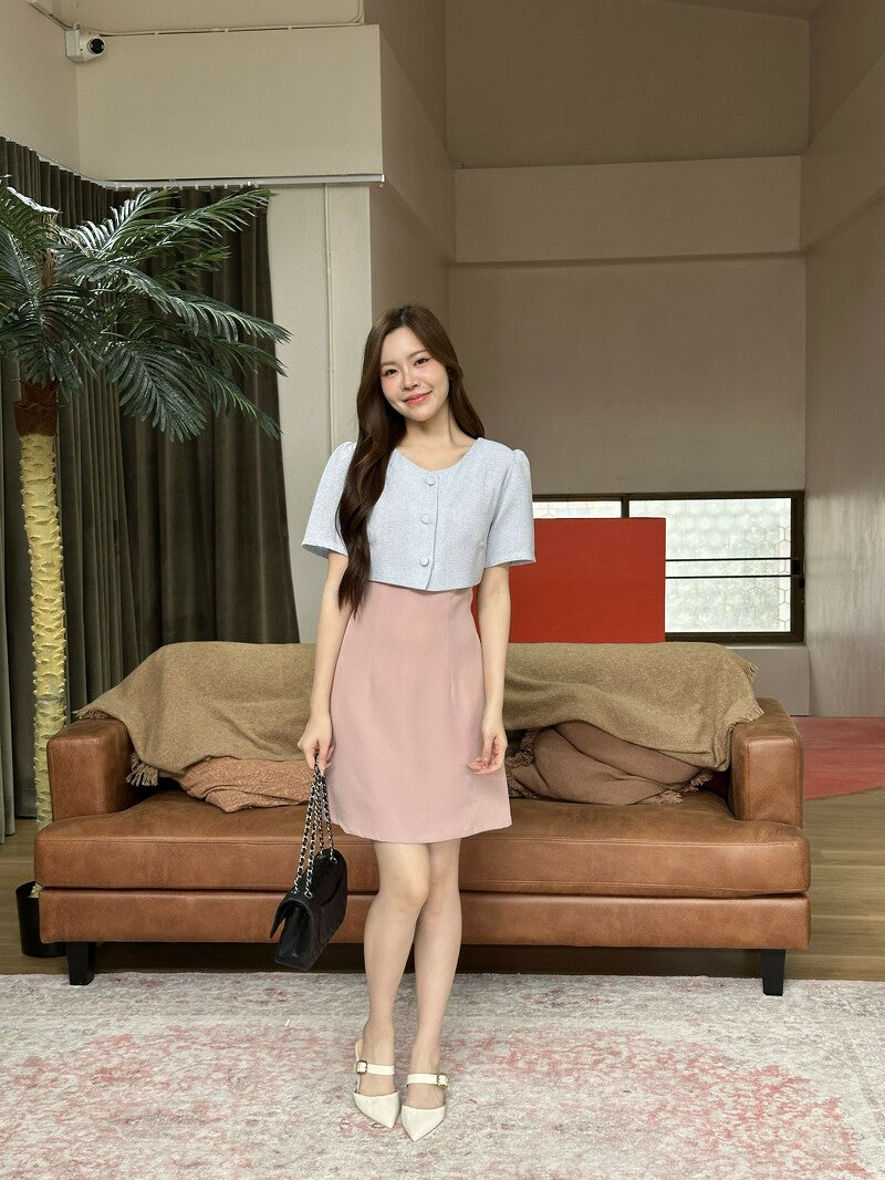 Rayna Dress 仿外套拼色連身裙- Pink 粉紅色(CB715)