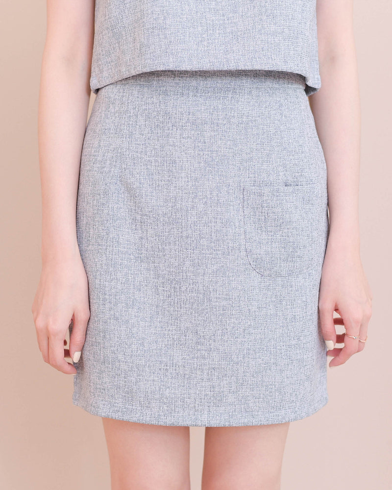 Chanell Skirt小香風直身半截裙- Light Grey 淺灰色 (CB570)