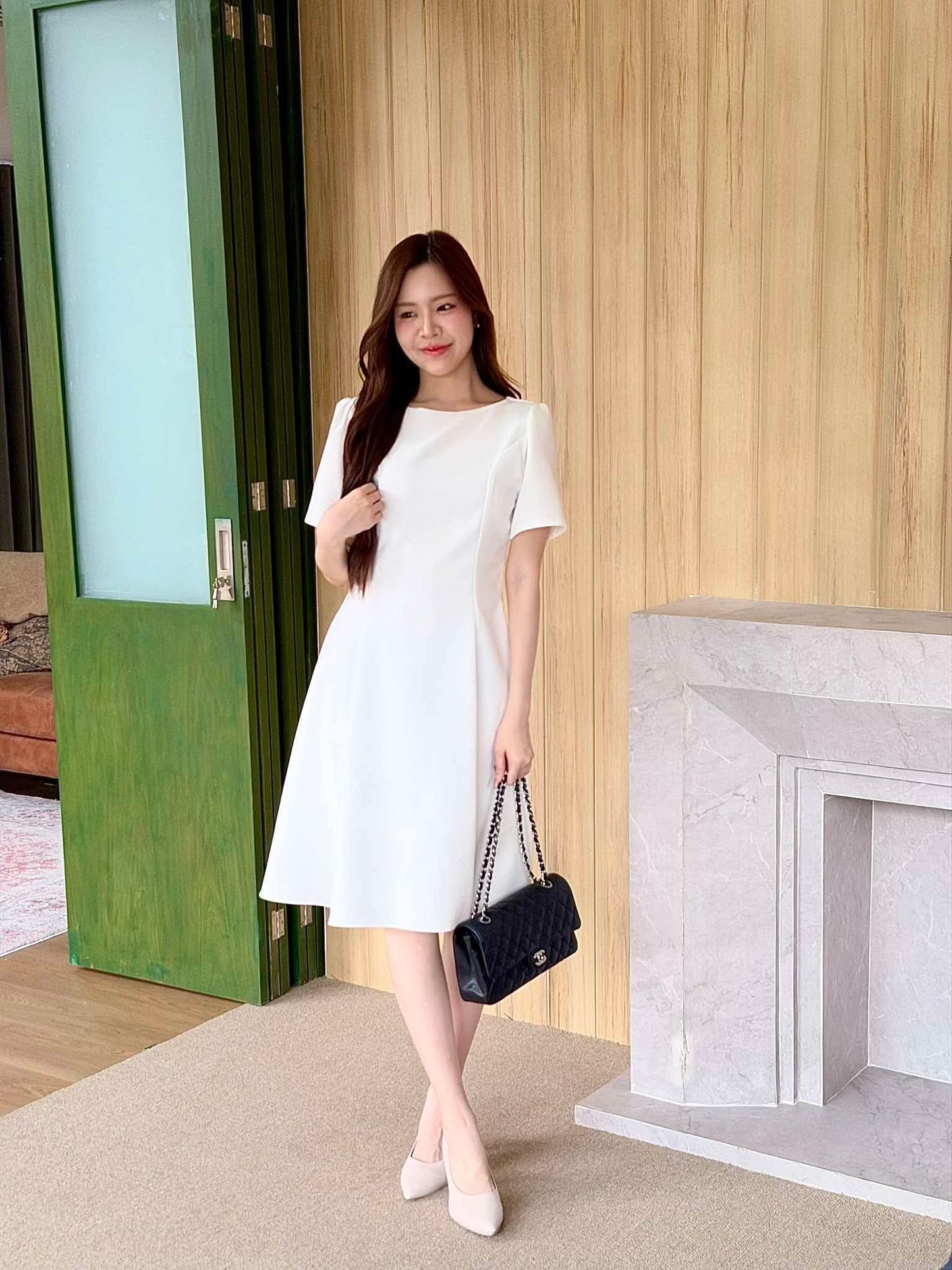 My Original Dress 純色氣質修腰長裙 -White 白色 (CB698)