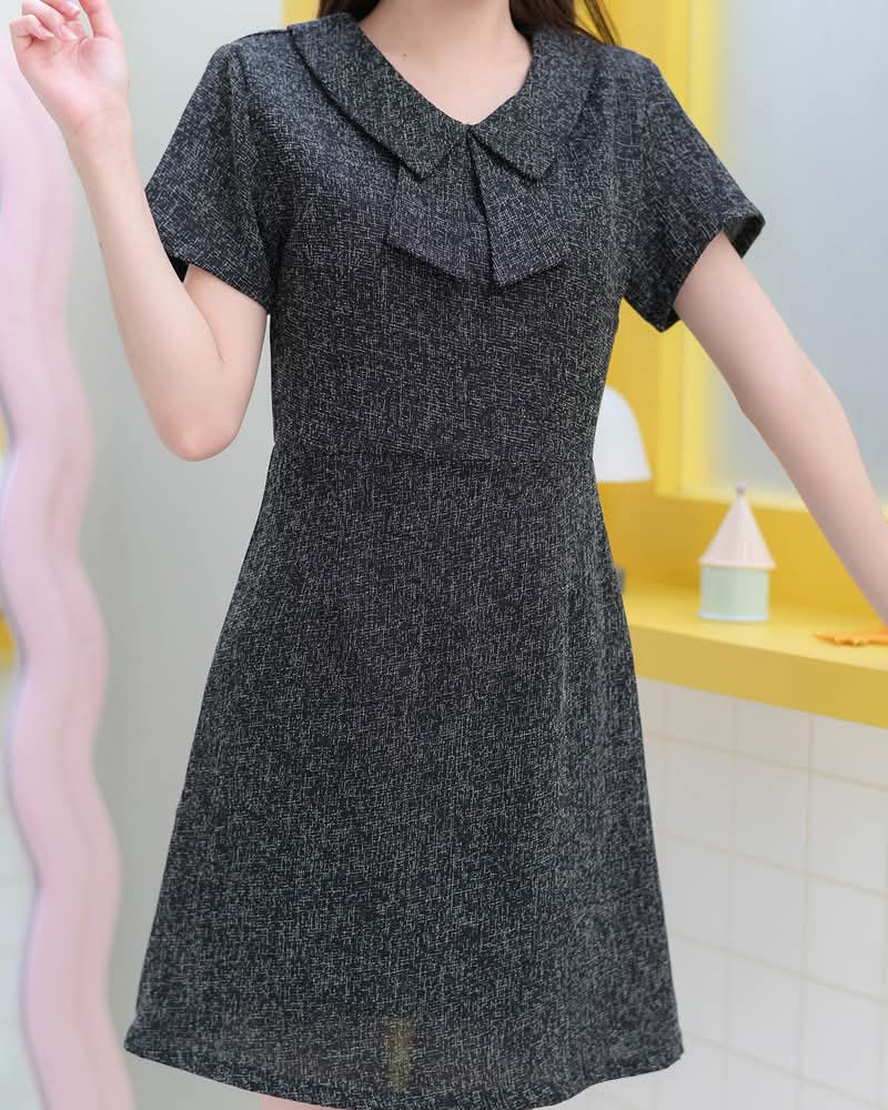 Mina Dress - 小可愛蝴蝶領連身裙- Black 黑色 (CB696)