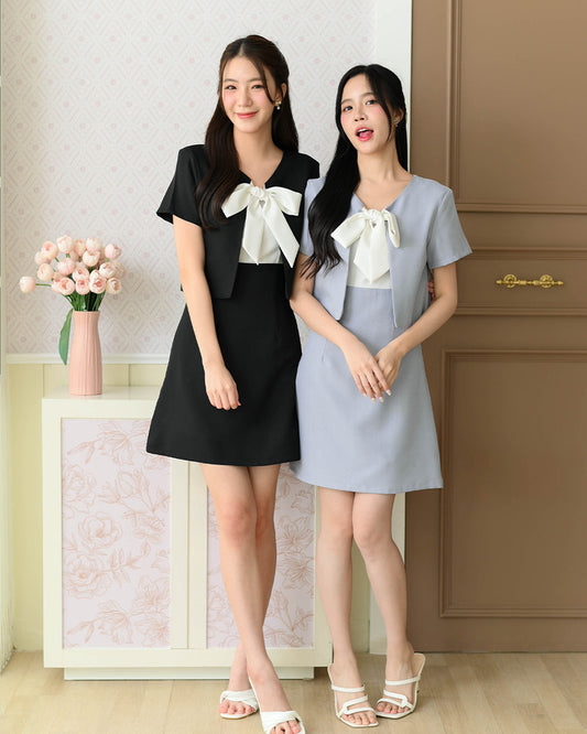 <NEW> Jenny Dress 蝴蝶領口修身連身裙-  Black 黑色 (CB683)