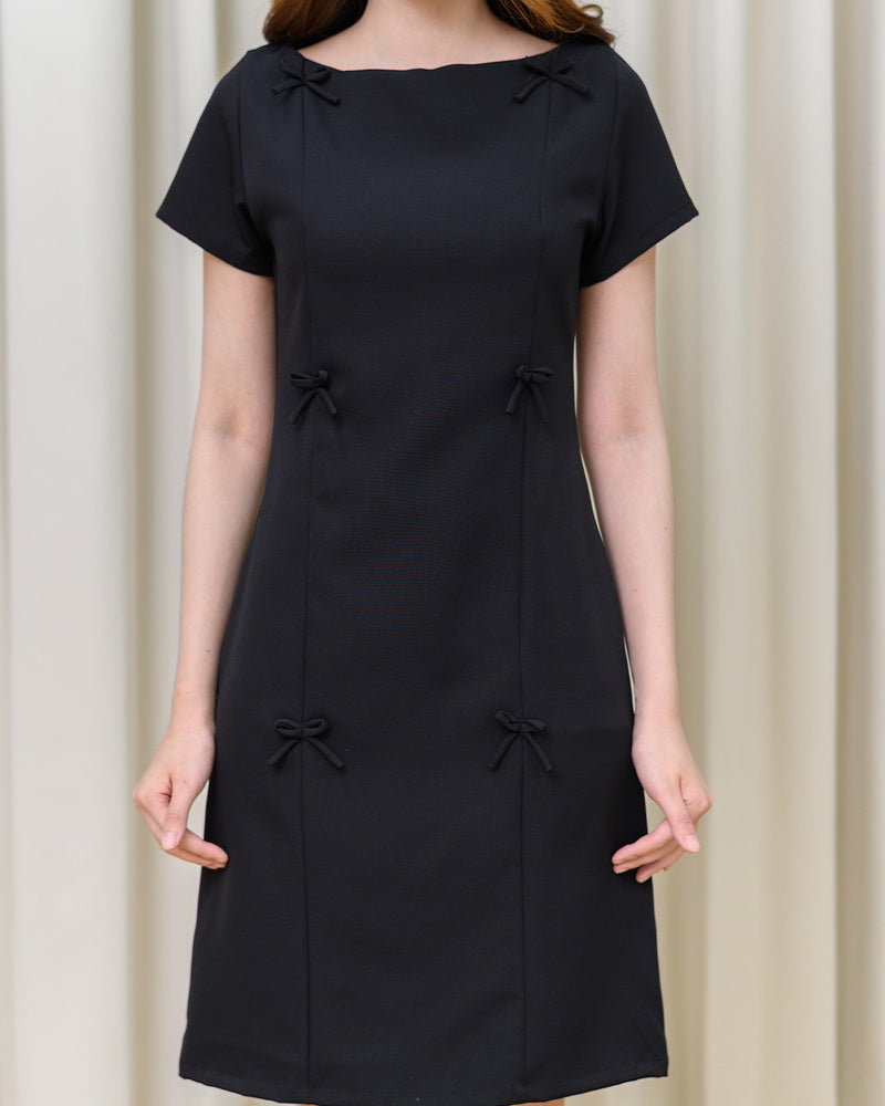 Bobby Dress 高領蝴蝶修身連身裙裙 - Black 黑色 (CB708)