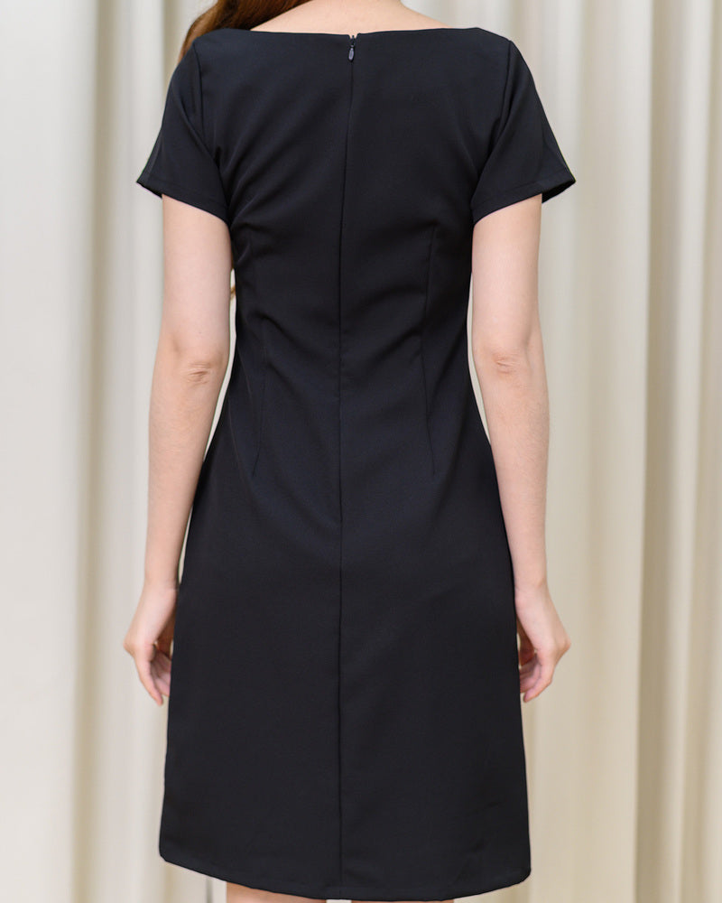 Bobby Dress 高領蝴蝶修身連身裙裙 - Black 黑色 (CB708)