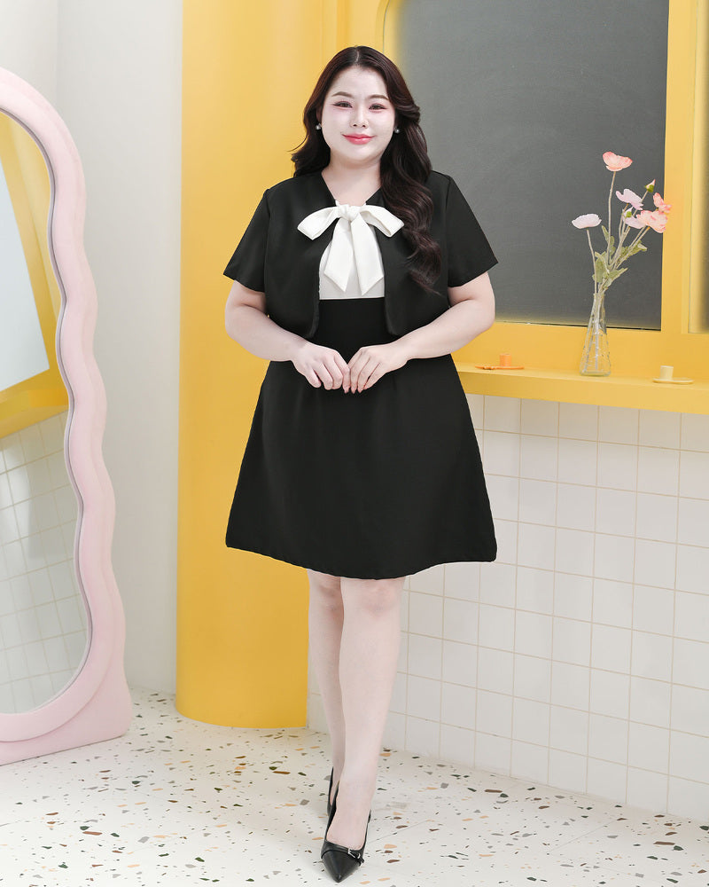 Jenny Dress 蝴蝶領口修身連身裙-  Black 黑色 (CB683 oversize)