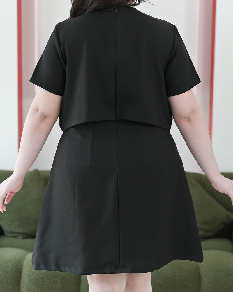 Jenny Dress 蝴蝶領口修身連身裙-  Black 黑色 (CB683 oversize)