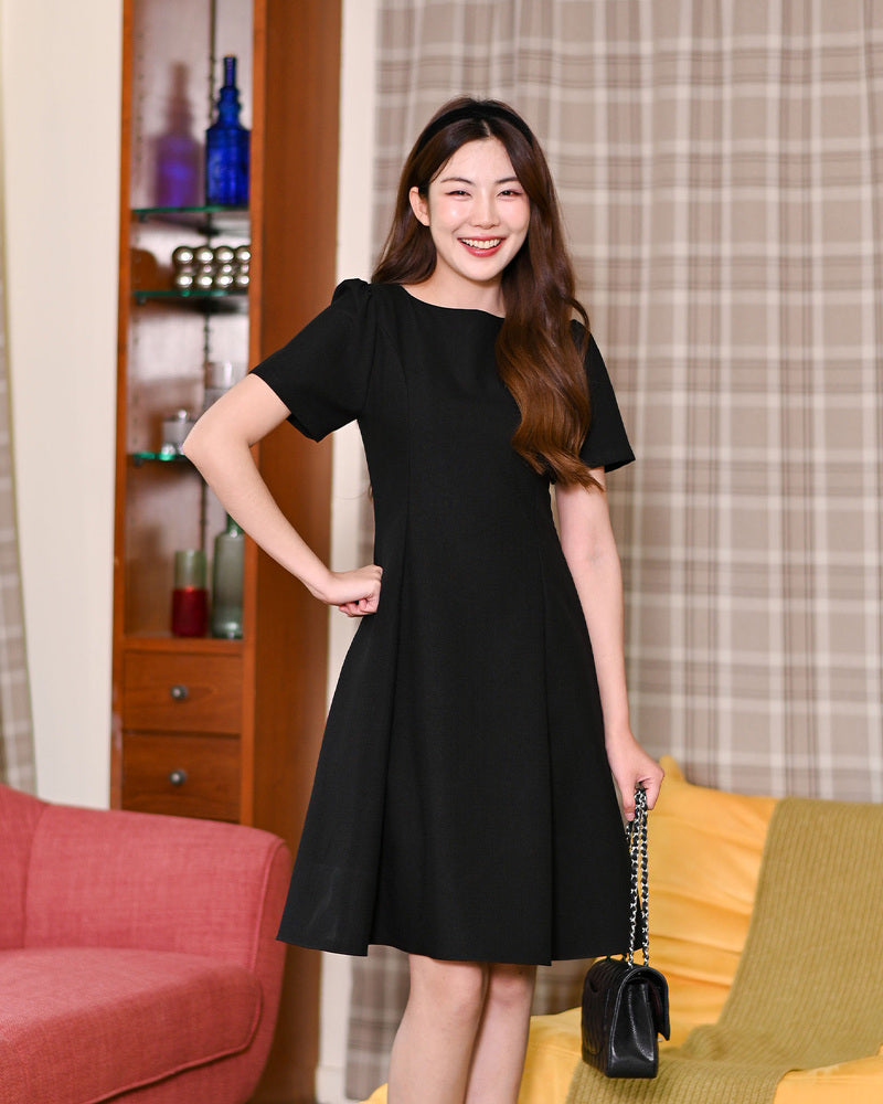 My Original Dress 純色氣質修腰長裙 -Black 黑色 (CB698)