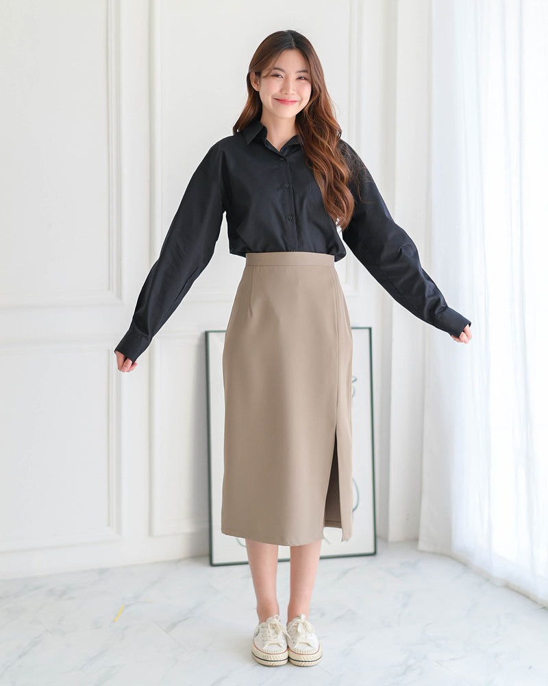 Common Skirt 高修腰半截中長裙 - Matcha 抹茶色 (CB601)