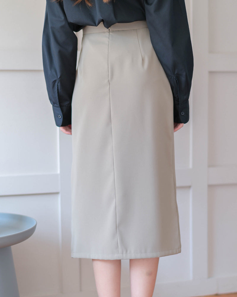 Common Skirt 高修腰半截中長裙 - Matcha 抹茶色 (CB601)
