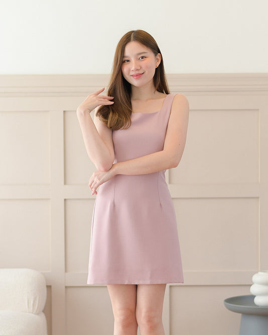 Zaza Sleeveless Dress 平領吊帶連身裙 - Light Pink 淺粉紅色 (CB533)