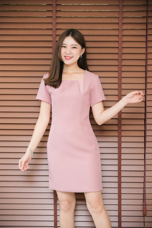 Ella  Dress 平口小三角設計連身裙 - Pink 粉紅色 (CB535)