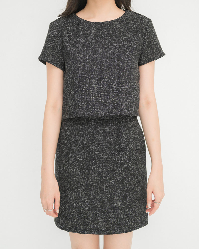 Chanell Skirt小香風直身半截裙- Dark Gray 黑灰色 (CB570)