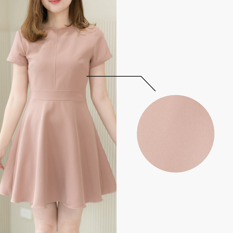 Fairy dress 純色圓領短袖貼身傘型連身裙 - Rosy Brown 粉棕色 (CB547)